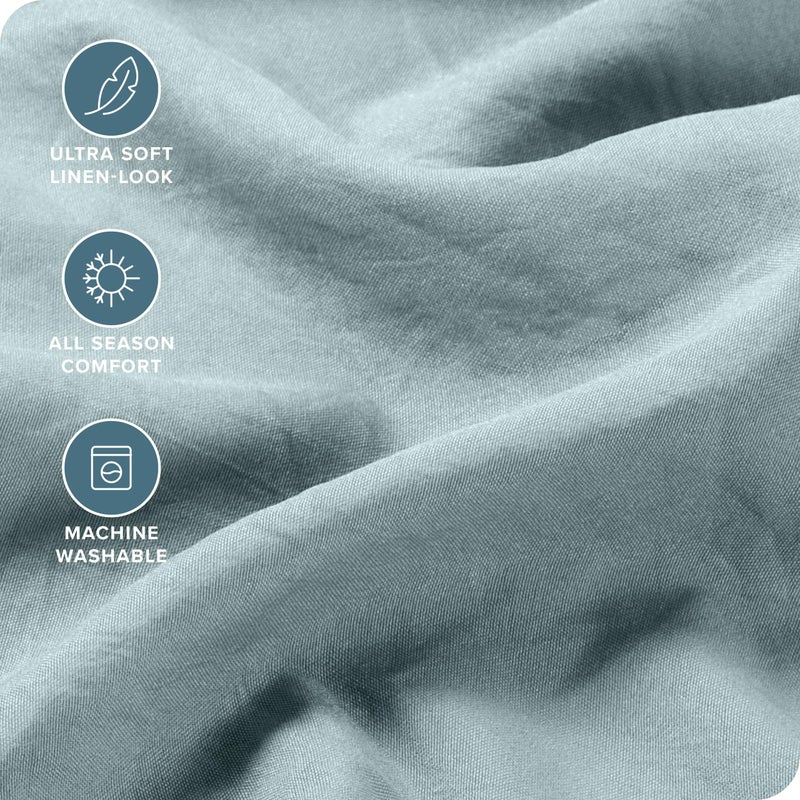 Bare Home Full Sheet Set - Luxury 1800 Ultra-Soft Stonewashed Microfiber - Double Brushed - Deep Pockets - Easy Fit - Breathable Bedding - Sheet Sets & Pillowcases (Full, Sea Spray) - Image 3